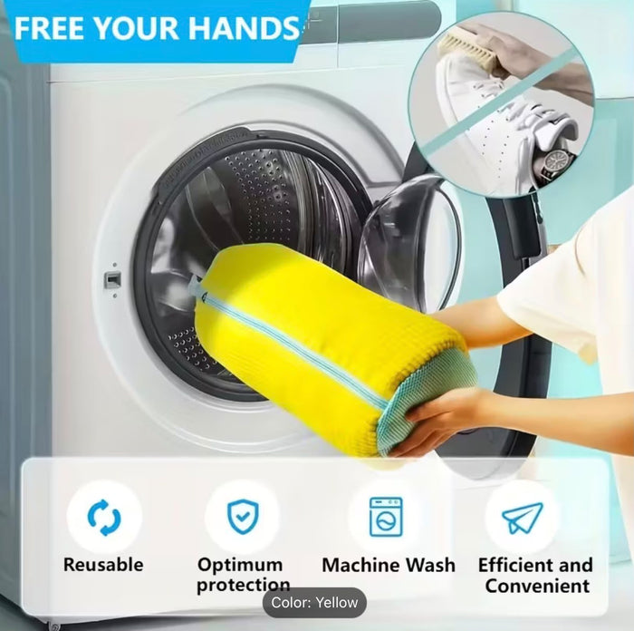 Bag going into a front-loading washing machine